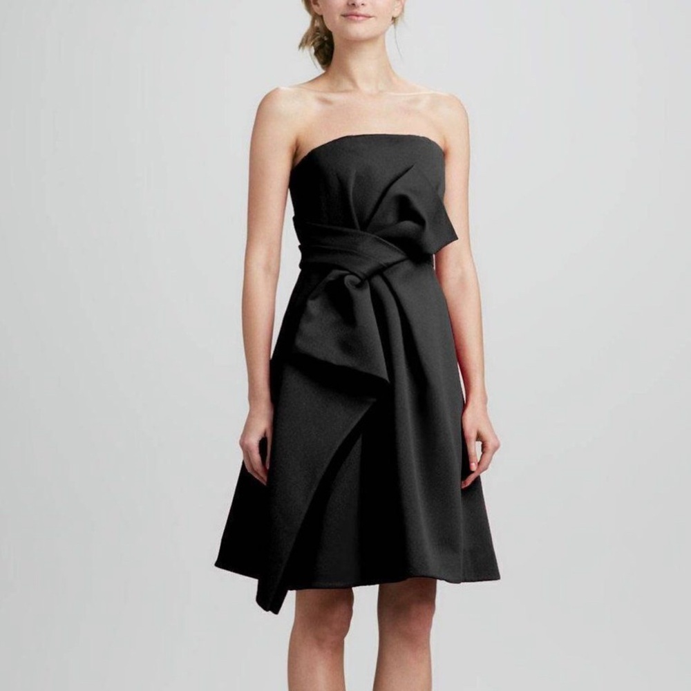 Halston Heritage Black Strapless Bow Dress Never Worn Size 4